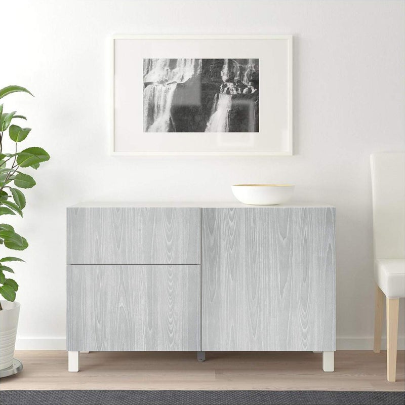 Melwod Gray Wood Wallpaper 17.71 x 394 Inch Wood Grain Texture Peel and Stick Wallpaper Adhesive Paper Light Grey Wall Covering Desk Shelf Drawer Liner Cabinets Wardrobe - Image 4